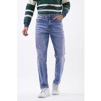 Enorsia Men's Straight Leg Jeans - Classic Fit Denim in Mid Blue | Size: 38