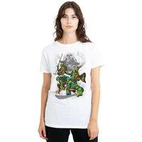 Teenage Mutant Ninja Turtles Men's TMNT Shredder & Turtles Comic T-Shirt, White | Size: Small