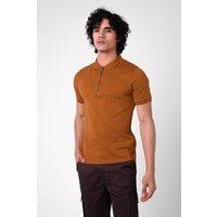 Enorsia Men's Bond Quarter Zip Interlock Short Sleeve Polo Shirt in Orange | Size: 2XL