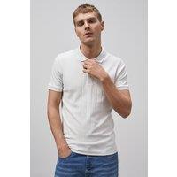 Enorsia Men's Muscle Ribbed Polo Shirt in White | Size: Large
