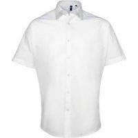 Premier Men's Supreme Poplin Short-Sleeved Shirt in White | Size: 18.5 in