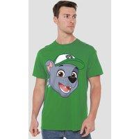 Paw Patrol Men's Rocky Grin T-Shirt, Kelly Green in Dark Green | Size: Medium