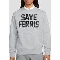 Paramount Home Entertainment Men's Ferris Bueller Save Ferris Crew Sweatshirt, Athletic Heather in Light Grey | Size: 2XL