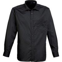 Premier Men's Poplin Long-Sleeved Formal Shirt in Black