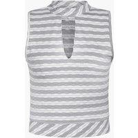 Enorsia Women's High Neck V-Cut Crop Top in White | Size: 16