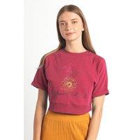 Enorsia Women's Blossom Print Cropped Sweatshirt in Red | Size: 12