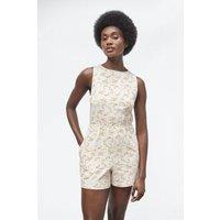 Enorsia Women's Sleeveless AOP Playsuit in Yellow | Size: 14