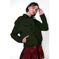 Enorsia Women's Flap Pocket Button Detail Jacket in Green | Size: 18