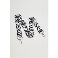 Betsy & Floss Women's Crossbody Strap Black White Leopard Print in Silver