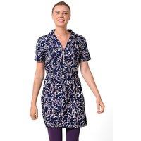 Enorsia Women's Garden Printed Soft Viscose Shirt Tops in Navy | Size: 8
