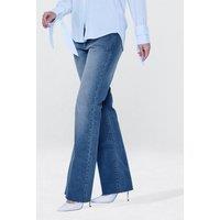 Enorsia Women's High Waisted Flared Jeans in Light Blue | Size: 10
