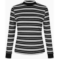 Enorsia Women's Striped Ribbed Long Sleeve High Neck Jersey Top in Black | Size: 8