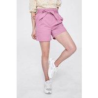 Enorsia Women's Cotton Stretch Comfort Fit Paperbag Shorts in Pink | Size: 10
