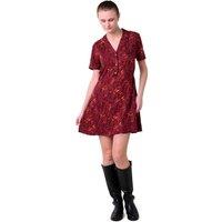 Enorsia Women's Garden Printed Soft Viscose Shirt Tops in Burgundy | Size: 14