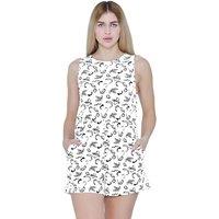Enorsia Women's Sleeveless AOP Playsuit in Black | Size: 16