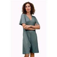 Enorsia Women's Bell Sleeve Textured Rib Playsuit in Green | Size: 8