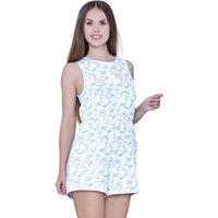 Enorsia Women's Sleeveless AOP Playsuit in Blue | Size: 16