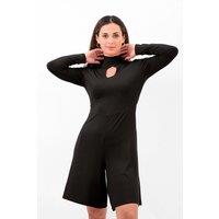 Enorsia Women's High Neck Long Sleeve Playsuit in Black | Size: 8