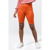 Enorsia Women's Cotton Stretch Elastic Waist Jersey Shorts in Orange | Size: 8
