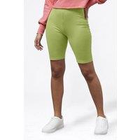 Enorsia Women's Cotton Stretch Elastic Waist Jersey Shorts in Green | Size: 16