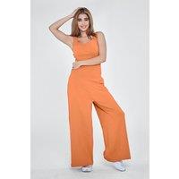 Enorsia Women's Women's Tailored Cut Out Wide Leg Jumpsuit in Orange | Size: 8