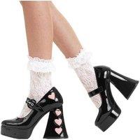 Lamoda Women's Love Sick Black Patent Pink Heart Platform Heels Bold Statement Shoes | Size: 7