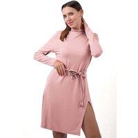 Enorsia Women's Mock Neck Tie-Belt Mini Dress in Pink | Size: 10
