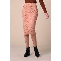 Enorsia Women's Sketch Print Rib Basic Skirt in Orange | Size: 12