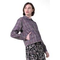 Enorsia Women's Yarn Dyed Check Cropped Jacket | Size: 16