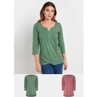 Long Tall Sally Women's Tall 2 Pack Cotton Henley Tops in Green | Size: 14
