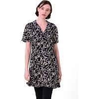 Enorsia Women's Garden Printed Soft Viscose Shirt Tops in Black | Size: 10