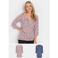 Long Tall Sally Women's Tall 2 Pack Henley Tops in Pink | Size: 12