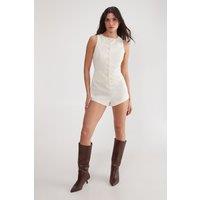 NastyGal Women's Essentials Tailored Romper in Ivory | Size: 8
