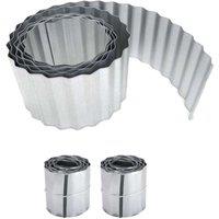 Primrose Galvanised Metal Garden Lawn Wavy Edge Border Edging Roll in Silver | Size: 2 Pack
