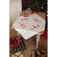 Vervaco EMB T/CLTH XMAS GNOMES - Embroidery Kit: Tablecloth: Christmas Elves