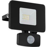 Loops IP44 Outdoor Flood Light & PIR Sensor Black Aluminium 10W Built in LED