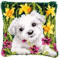 Vervaco L/HK CUSH WESTIE - Latch Hook Kit: Cushion: Westie in Daffodils