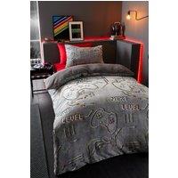 Catherine Lansfield 'Game Over' Glow in the Dark Fleece Duvet Cover Set in Black | Size: Single