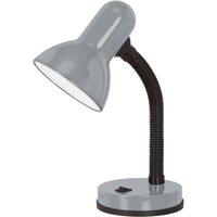 Loops Table Lamp Colour Flexible Silver Shade & Base In Line Switch Bulb E27 1x40W in Metallics