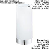 Loops Table Lamp Colour Chrome Shade Round White Satin Glass Bulb E27 1x60W