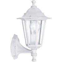 Loops IP44 Outdoor Wall Light White Aluminium Lantern 1 x 60W E27 Bulb Porch Lamp Up