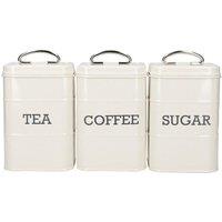 Living Nostalgia Antique Cream Tea, Coffee & Sugar Canisters in Gift Box, Steel