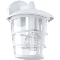 Loops IP44 Outdoor Wall Light White & Glass Lantern 1 x 60W E27 Bulb Porch Lamp Down