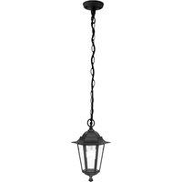 Loops IP44 Outdoor Pendant Light Black Aluminium Lantern & Chain 1 x 60W E27 Bulb