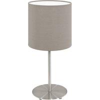 Loops Table Desk Lamp Colour Satin Nickel Steel Shade Taupe Fabric Bulb E14 1x40W in Metallics