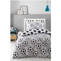 Catherine Lansfield 'Brushed Cotton Football Stars' Reversible Duvet Cover Set in Grey | Size: Double