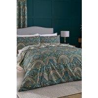 Dreams & Drapes 'Palais' Rich Jacobean Damask Print Duvet Cover Set in Teal | Size: King