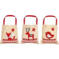 Vervaco Counted Cross Stitch Kit: Draw String Gift Bags: Christmas Animals: Set of 3