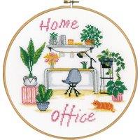 Vervaco HOME OFFICE - Counted Cross Stitch Kit with Hoop: Home Office in Black