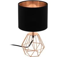 Loops Table Lamp Colour Copper Base Shade Black Copper Fabric Bulb E14 1x60W